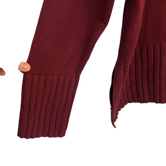 Gap Maroon Boxy Oversized Cotton Tunic Pullover Sweater Cuffs Size M - Picture 3 of 7